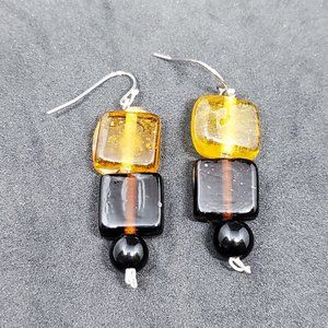 Handmade Vintage Glass Bead Hook Earrings Drop 1.5